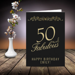 Elegant 50 och fantastisk prydnad 50-årsdag kort