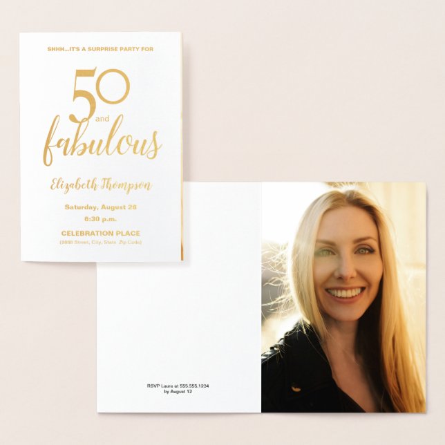 Elegant 50 och fantastiska 50:e födelsedagen folierat kort (Display)