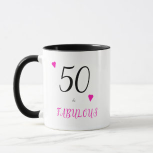 Elegant 50 och fantastiska rosa hjärtan 50-årsdage mugg