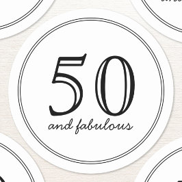Elegant 50 och moderna typografifödelsedag runt klistermärke