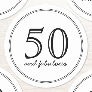 Elegant 50 och moderna typografifödelsedag runt klistermärke