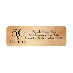 Elegant 50 & sagolikt guld & svart art décodesign returadress etikett