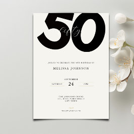 Elegant 50th Birthday Invitation - Minimal Style Inbjudningar