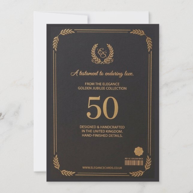 Elegant 50th Wedding Anniversary Card Inbjudningar (Framsida)