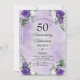 Elegant 50th Wedding Anniversary Floral Celebratio Inbjudningar