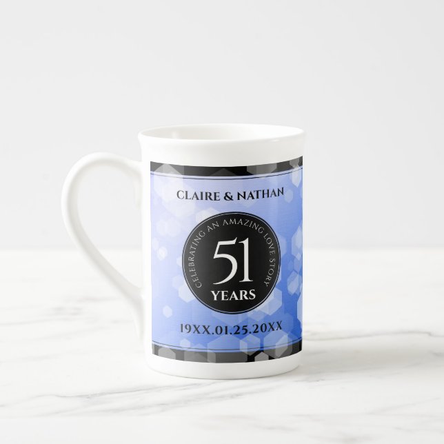 Elegant 51:a årsdagen för Sapphire Bröllop Benporslin Mugg (Vänster)