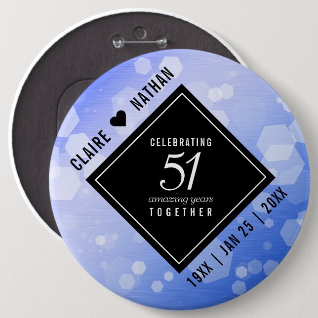 Elegant 51:a årsdagen för Sapphire Bröllop Knapp (Framsida & baksida)
