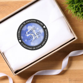 Elegant 51st Sapphire Wedding Anniversary Runt Klistermärke