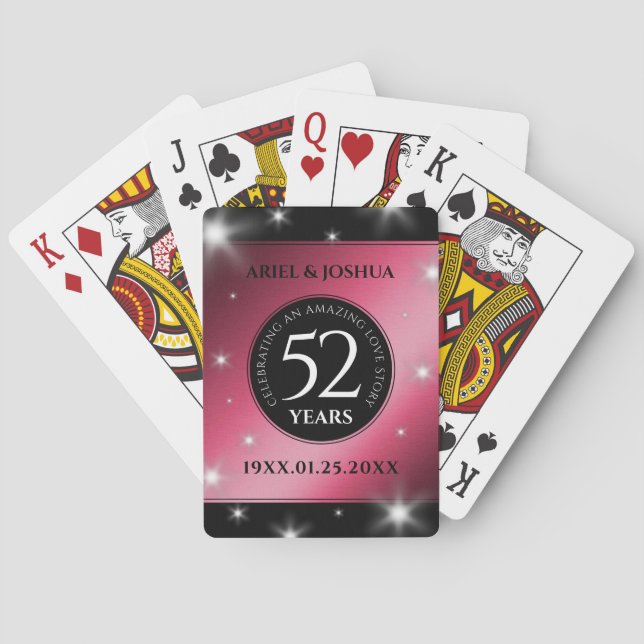 Elegant 52:a stjärnan Ruby Bröllop-årsdagen Casinokort (Baksidan)