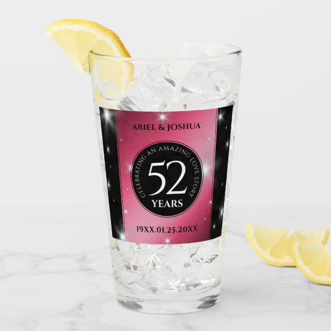 Elegant 52:a stjärnan Ruby Bröllop-årsdagen Glaskopp (Framsida Ice)