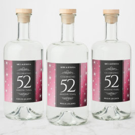 Elegant 52:a stjärnan Ruby Bröllop-årsdagen Spritflaskor Etikett