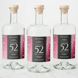 Elegant 52:a stjärnan Ruby Bröllop-årsdagen Spritflaskor Etikett