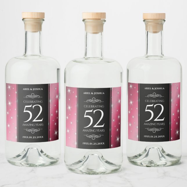 Elegant 52:a stjärnan Ruby Bröllop-årsdagen Spritflaskor Etikett (Flaskor)