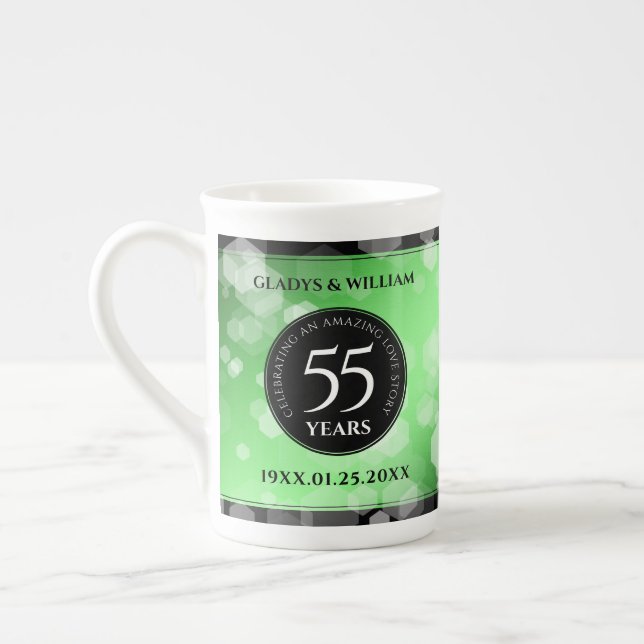 Elegant 55:e Emerald Bröllop-årsdagen Benporslin Mugg (Vänster)