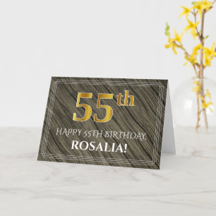 Elegant 55:e födelsedagen: Faux Wood, Faux Guld lo Kort