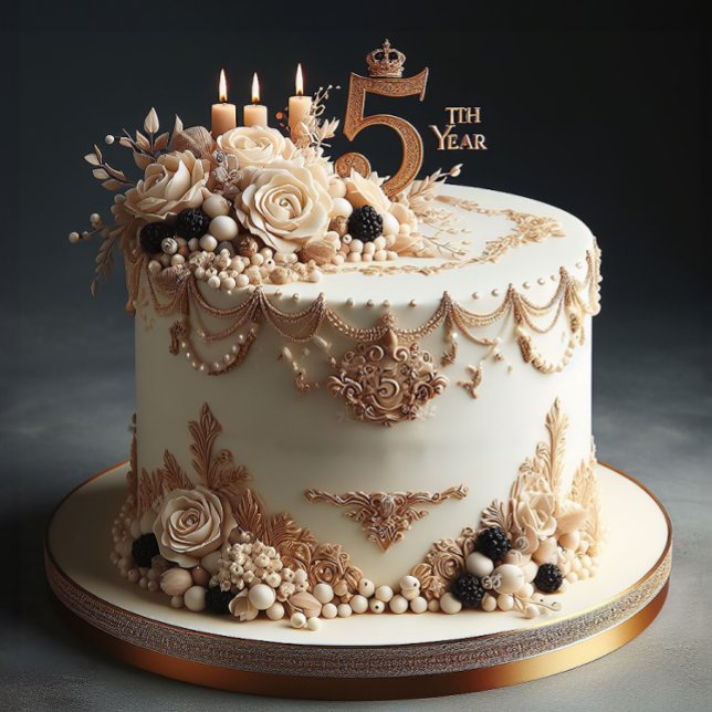 ELEGANT 5-ÅRS BRÖLLopsdagSTÅRTA (Ornamental 5th Year Anniversary Card)