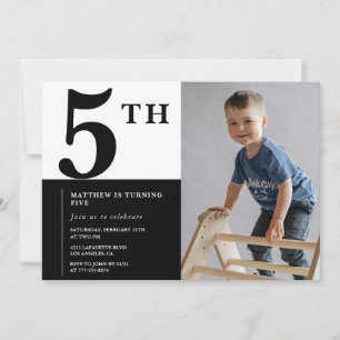 Elegant 5-års inbjudan Svart Chic Modern 