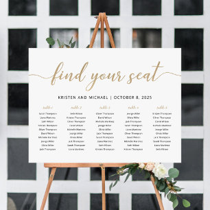 Elegant 5 Bord Hitta Din Plats Sittplatskarta Poster