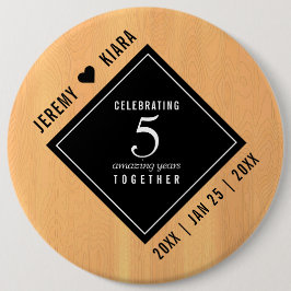 Elegant 5:e årsdagen av Wood Bröllop Knapp