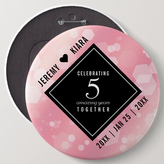 Elegant 5:e Ro-kvarteret Bröllop Knapp (Framsida & baksida)