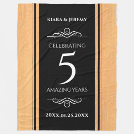 Elegant 5:e Wood Bröllop-årsdagen Firande Fleecefilt