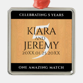 Elegant 5:e Wood Bröllop-årsdagen Firande Julgransprydnad Metall