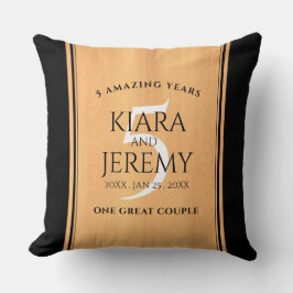 Elegant 5:e Wood Bröllop-årsdagen Firande Kudde