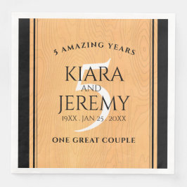 Elegant 5:e Wood Bröllop-årsdagen Firande Pappersservett