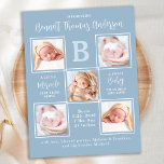 Elegant 5 Födelsemeddelande om foto Nyfödd bebis B Vykort<br><div class="desc">Meddela nyfödd bebis till vänner och familj med den här eleganten, roligten moderna och unika födelseattest för fotosamlingar. Anpassa med 5 av dina foton och anpassa dig med inledande mongram, namn, födelsestatus. Idén: "Ett litet Miracle sänt ovanifrån, ett sött Baby till Cuddle och kärlek". COPYRIGHT © 2020 Judy Burrows, Black...</div>