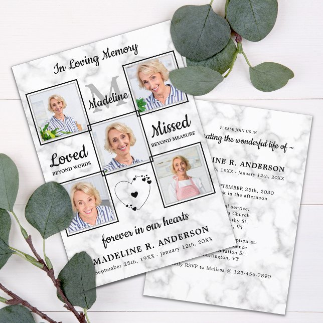 Elegant 5 Foton Memorial Firande of Life Inbjudningar (Skapare uppladdad)
