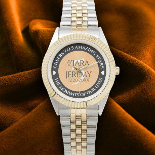 Elegant 5th Wood Wedding Anniversary Celebration Armbandsur