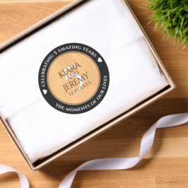 Elegant 5th Wood Wedding Anniversary Celebration Runt Klistermärke