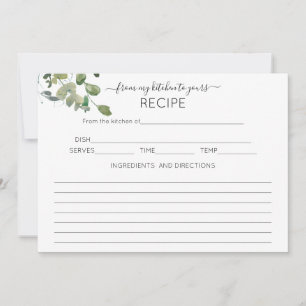 Elegant 5x7 Eucalyptus Recipe-kort Inbjudningar