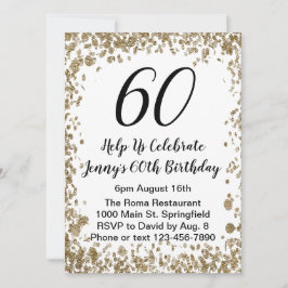 Elegant 60-års födelsedagsinbjudan för henne i gul inbjudningar