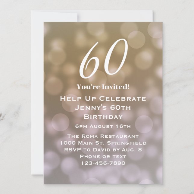 Elegant 60-års födelsedagsinbjudan för henne inbjudningar (Framsida)
