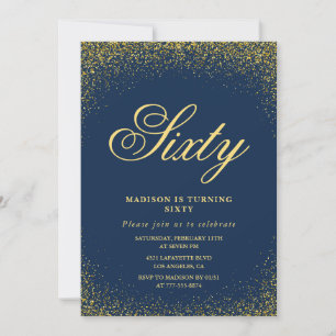 Elegant 60-års inbjudan Guld Navy Glam