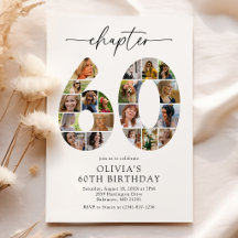 Elegant 60-års kapitelfoto födelsedagsinbjudan