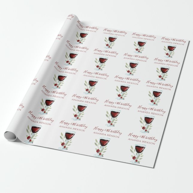 Elegant 60-årsdag Rött Vin  Presentpapper (Utrullad)