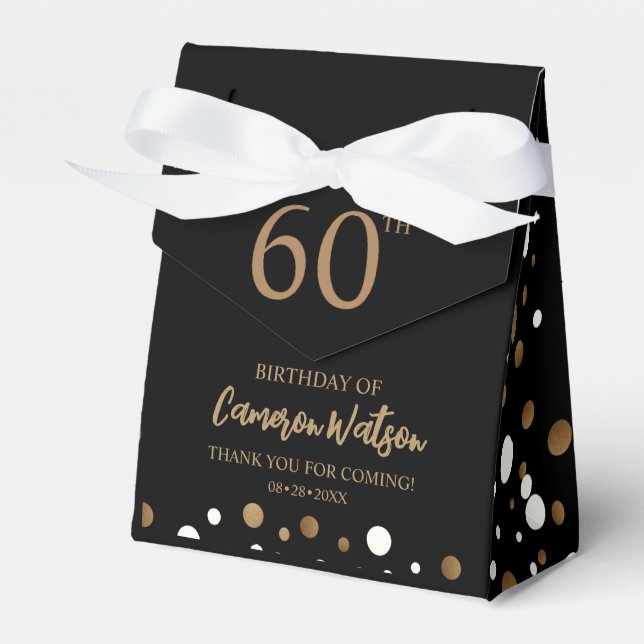 Elegant 60-årsdagen Black guld Confetti Anpassning Presentaskar (Framsidan Sidan)