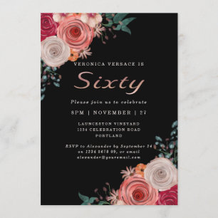 Elegant 60-årsdagen för korallen ro inbjudningar