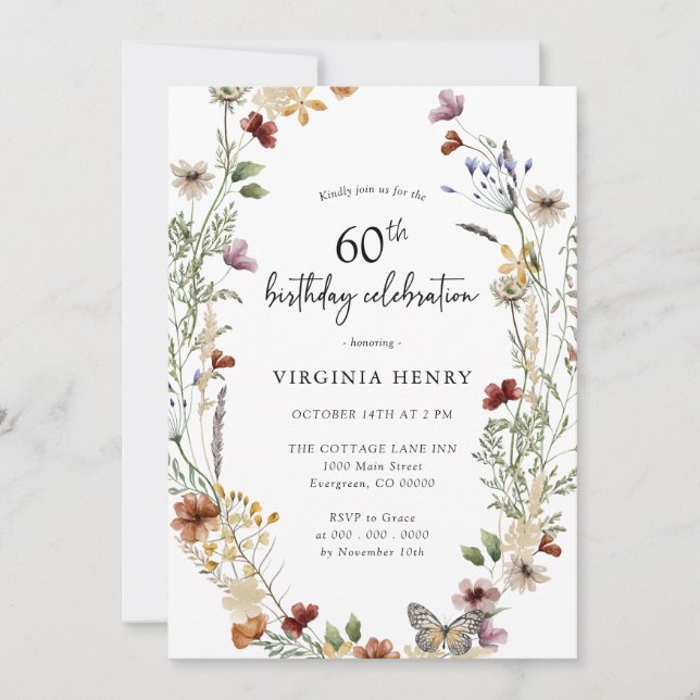Elegant 60-årsfirande inbjudan (Framsida)