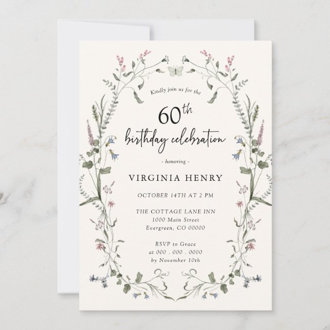 Elegant 60-årsfirande inbjudningar (Framsida)