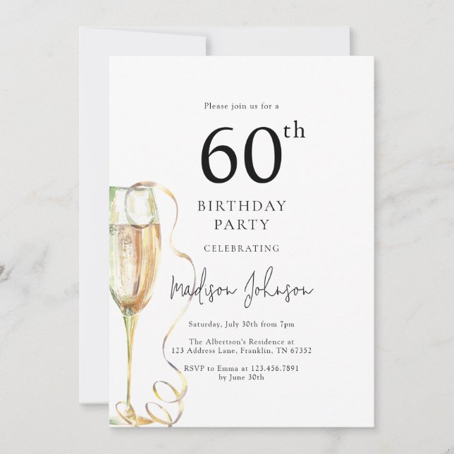 Elegant 60-årsfirande inbjudningar (Framsida)