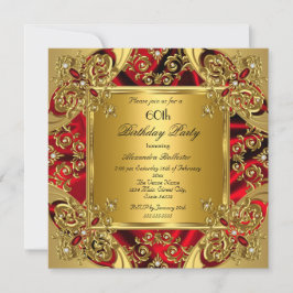 Elegant 60-årsfirande siden rubinröd guld inbjudningar