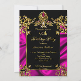 Elegant 60-årsfirande Sidentillbehör Rosa Guld Inbjudningar