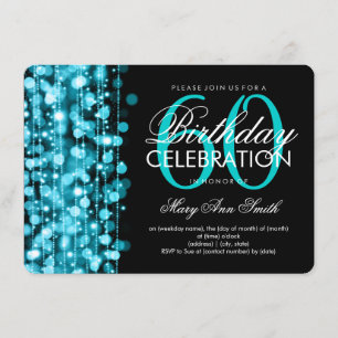 Elegant 60-årsfirande Turkos glitter Inbjudningar
