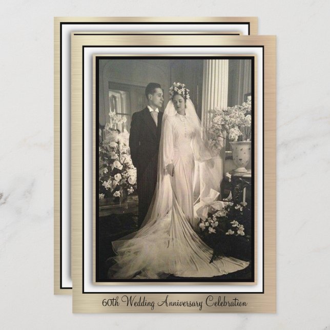Elegant 60-årsjubileum Celebration Inbjudningar (Fram/baksida)