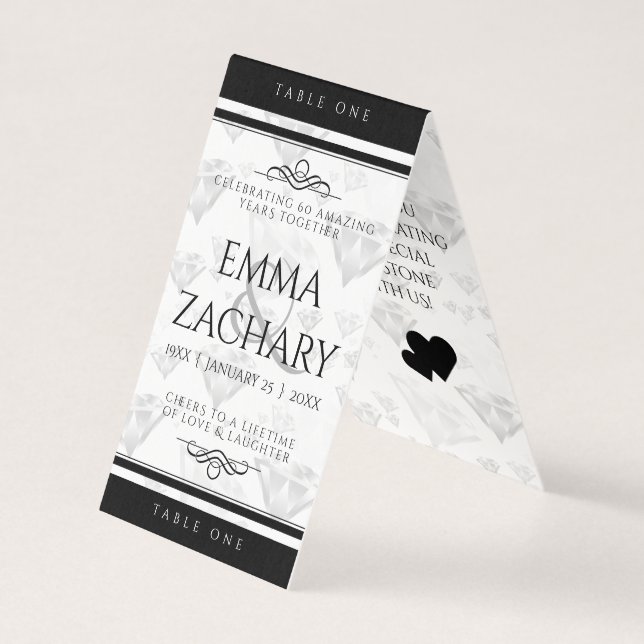 Elegant 60:e årsdagen 75:e Diamond Bröllop Kort (Framsida)