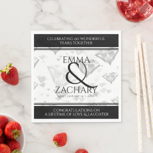 Elegant 60:e årsdagen 75:e Diamond Bröllop Pappersservett