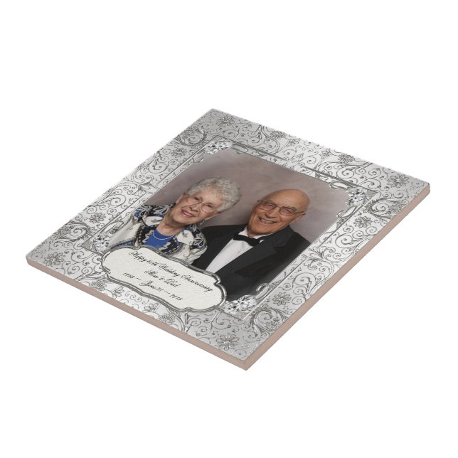Elegant 60:e Bröllop-årsjubileet Fotopanel Kakelplatta (Sidan)